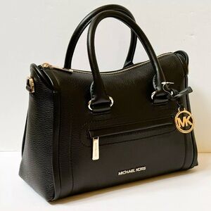 Michael Kors Black Pebbled Leather Satchel Crossbody Bag